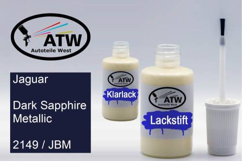 Jaguar, Dark Sapphire Metallic, 2149 / JBM: 20ml Lackstift + 20ml Klarlack - Set, von ATW Autoteile West.